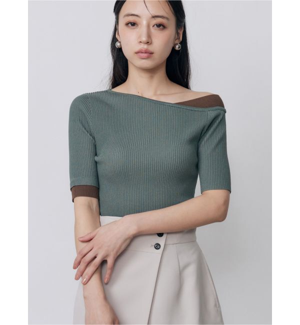 MURUA「レイヤードワンショルハーフニット」|ニット・セーター|ブルー