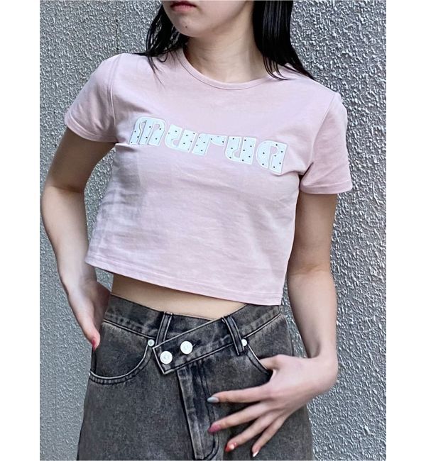 MURUA「パターンロゴパッチTシャツ」|Tシャツ・カットソー|ピンク