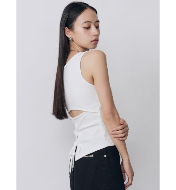 MURUA「カップ付きバックレースアップテレコタンク」|タンクトップ|