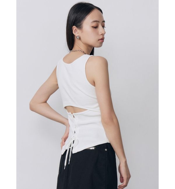 MURUA「カップ付きバックレースアップテレコタンク」|タンクトップ|