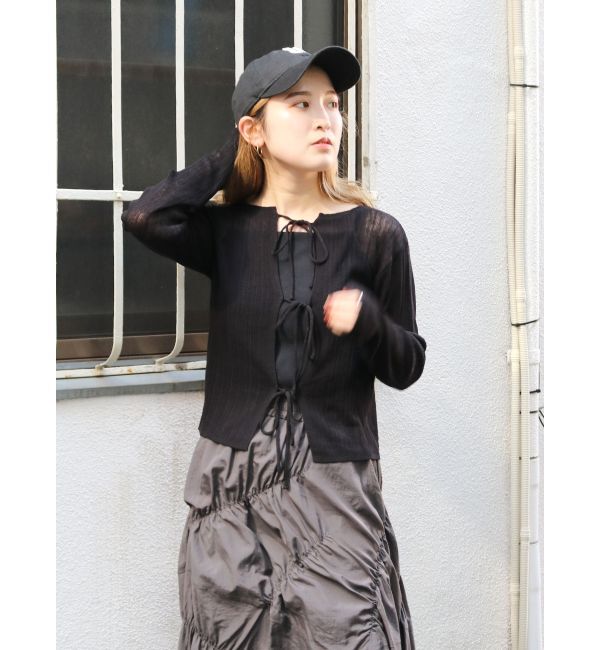 Ungrid「2Wayリボンニットカーデ」|カーディガン|ブラック