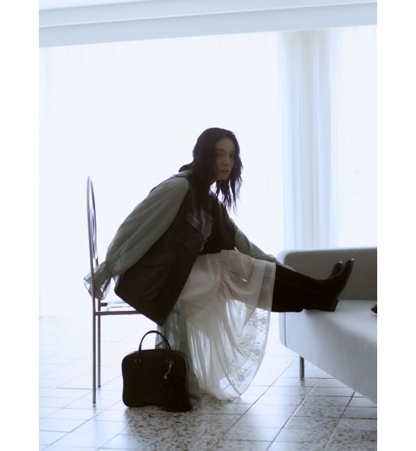 Ungrid「フリルデザインエンブロイダリーワンピース」|ワンピース|