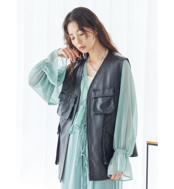 Ungrid「フリルデザインエンブロイダリーワンピース」|ワンピース|