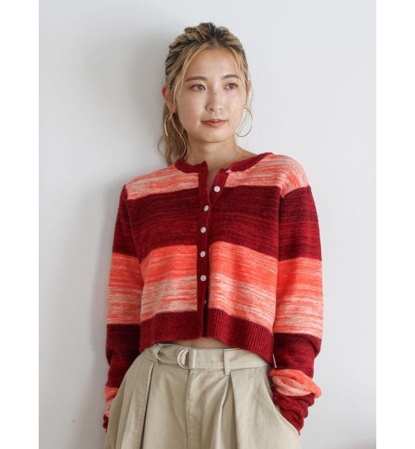 Ungrid「グラデーションニットカーディガン」|カーディガン|レッド