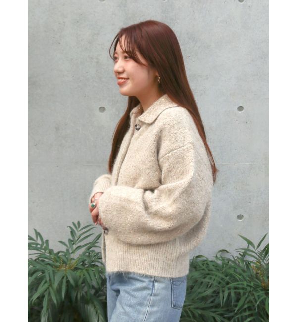 Ungrid「スパンコールポロニットカーディガン」|カーディガン|