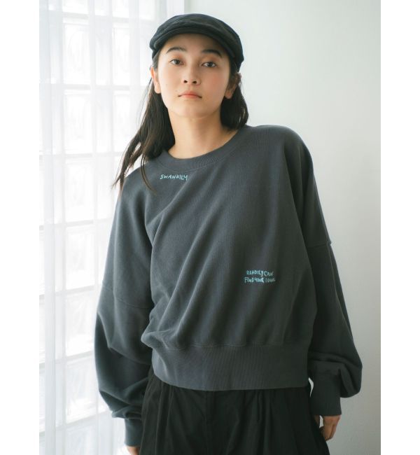 Ungrid「スリーブボリューム刺繍スウェット」|スウェット・ジャージ|チャコールグレー