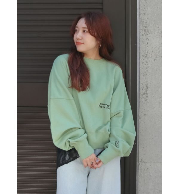 Ungrid「スリーブボリューム刺繍スウェット」|スウェット・ジャージ|グリーン