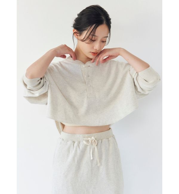 Ungrid「FAITH別注 ヘンリーネックショートロングスリーブTee」|Tシャツ・カットソー|アイボリー