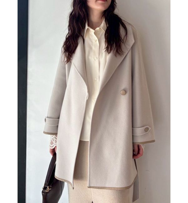 LAGUNAMOON「ラペルリバーコート」|その他|アイボリー