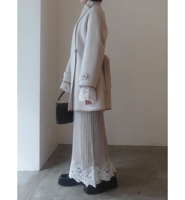 LAGUNAMOON「レースドッキングリブニットワンピース」|ワンピース|