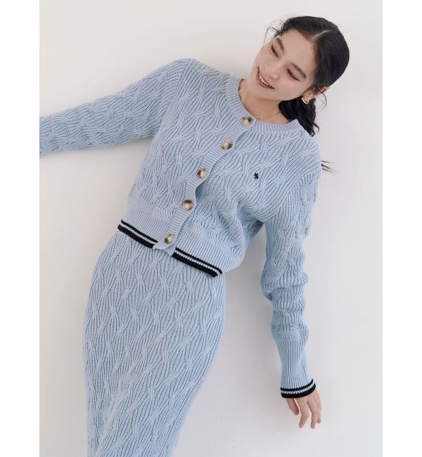 LAGUNAMOON「【POLO BCSコラボ】コットンケーブルニットカーディガンスカートセットアップ」|ワンピース|アイスブルー
