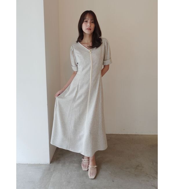 LAGUNAMOON「フロントジップVネックフレアワンピース」|ワンピース|