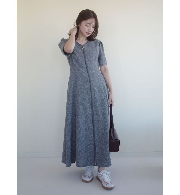 LAGUNAMOON「フロントジップVネックフレアワンピース」|ワンピース|