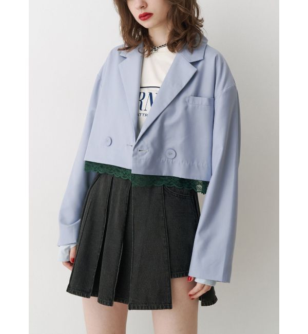 jouetie「ヘムレースショートジャケット【セットアップ対応】」|テーラードジャケット|ブルー