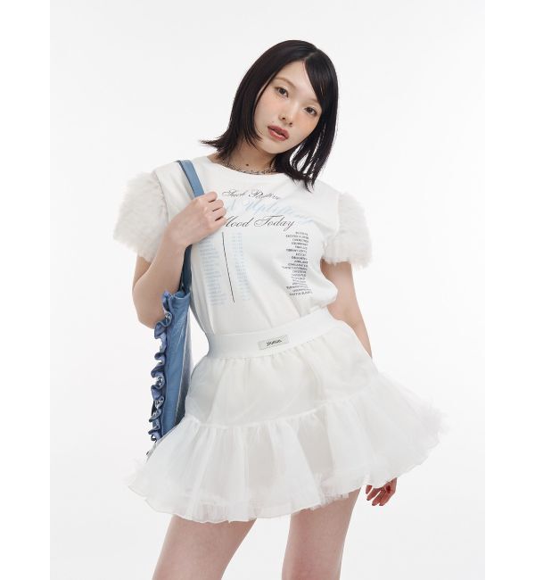 jouetie「フリルチュールドッキングTシャツ」|Tシャツ・カットソー|オフホワイト