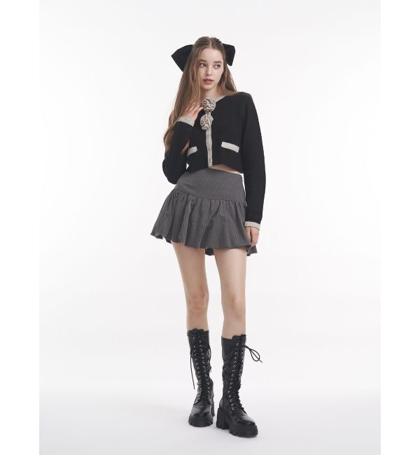 jouetie「バイカラーコサージュカーデ」|カーディガン|