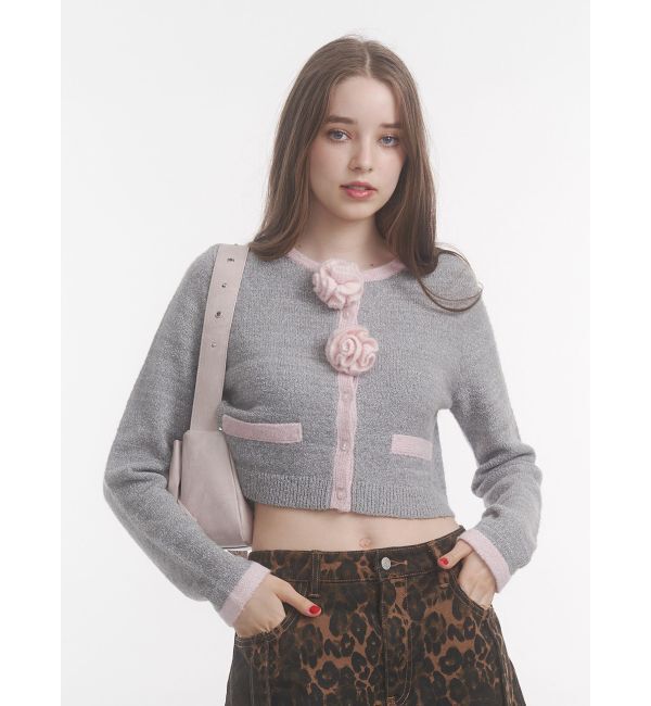 jouetie「バイカラーコサージュカーデ」|カーディガン|