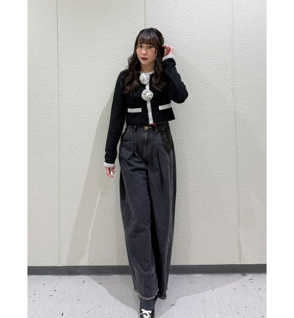 jouetie「バイカラーコサージュカーデ」|カーディガン|