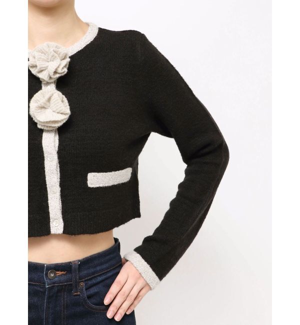 jouetie「バイカラーコサージュカーデ」|カーディガン|