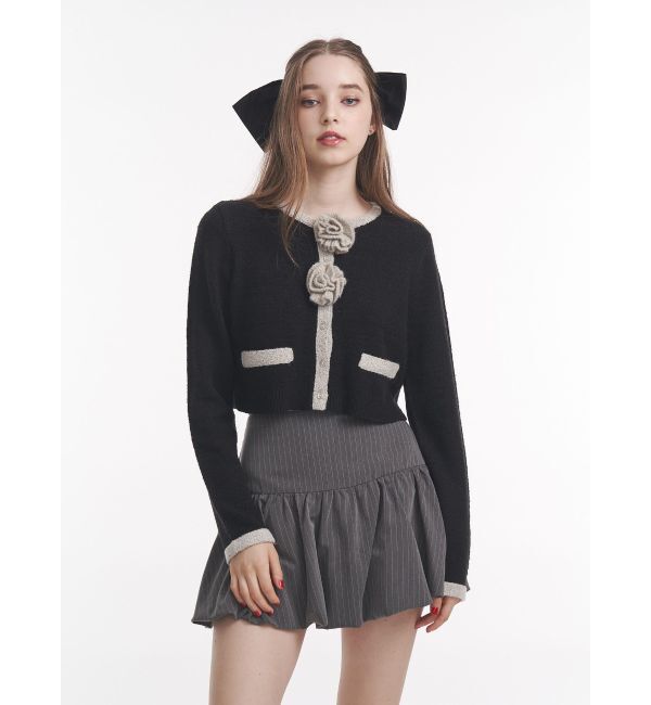 jouetie「バイカラーコサージュカーデ」|カーディガン|