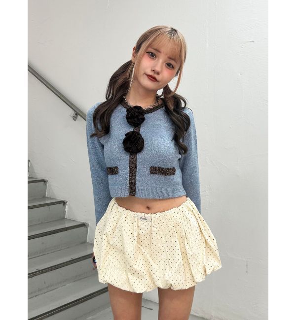 jouetie「バイカラーコサージュカーデ」|カーディガン|ブルー