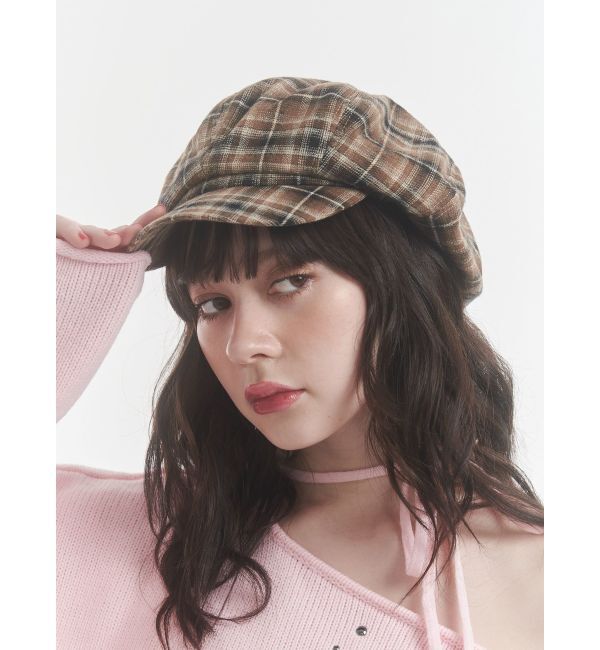 jouetie「チェックパターンビッグキャスケット」|キャップ・キャスケット|ブラウン