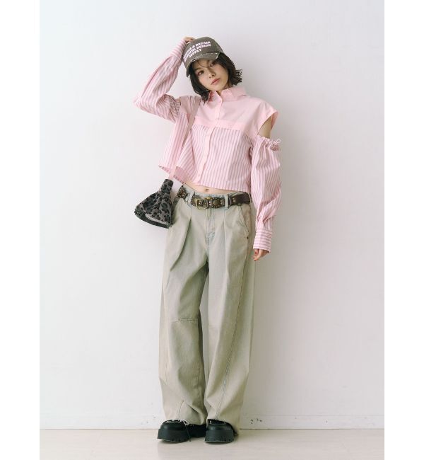 jouetie「カットアウトバイカラークロップドシャツ」|シャツ・ブラウス|