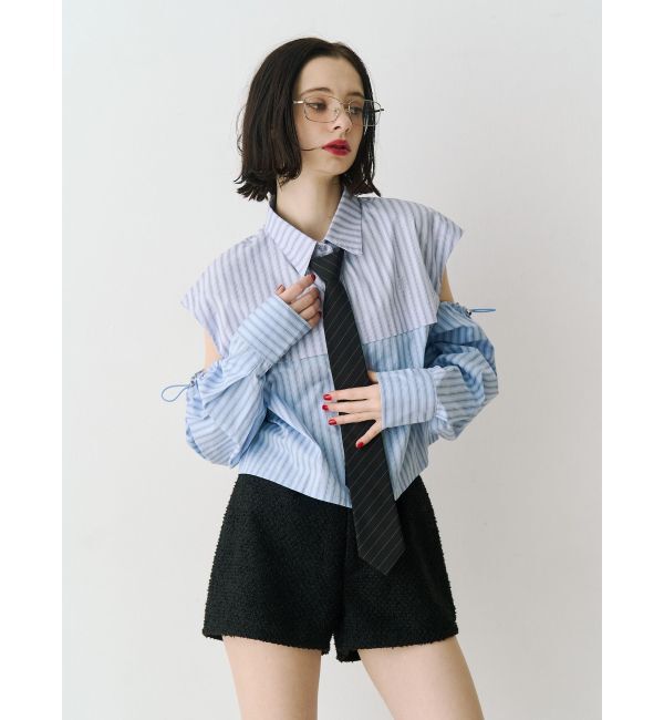 jouetie「カットアウトバイカラークロップドシャツ」|シャツ・ブラウス|