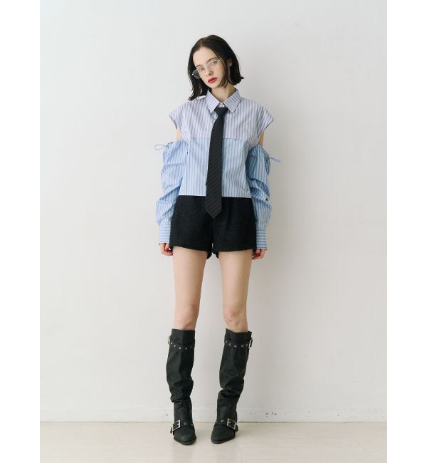 jouetie「カットアウトバイカラークロップドシャツ」|シャツ・ブラウス|