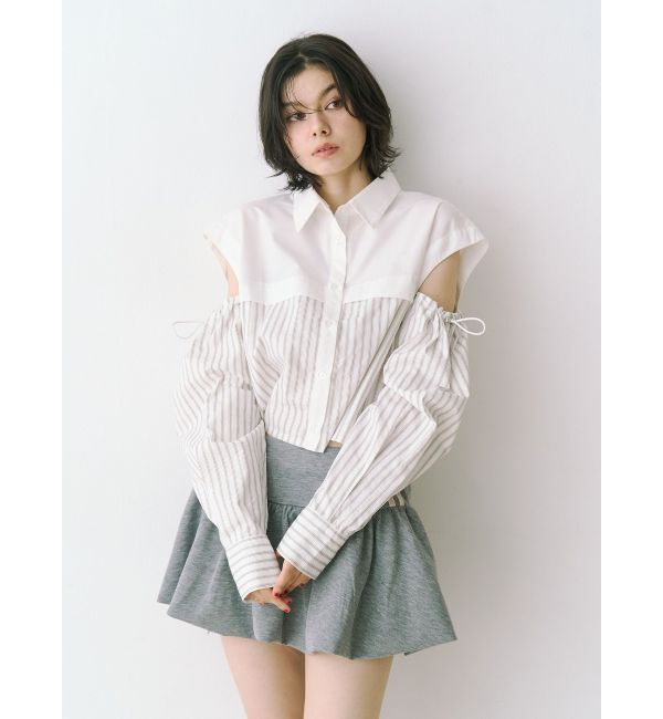 jouetie「カットアウトバイカラークロップドシャツ」|シャツ・ブラウス|