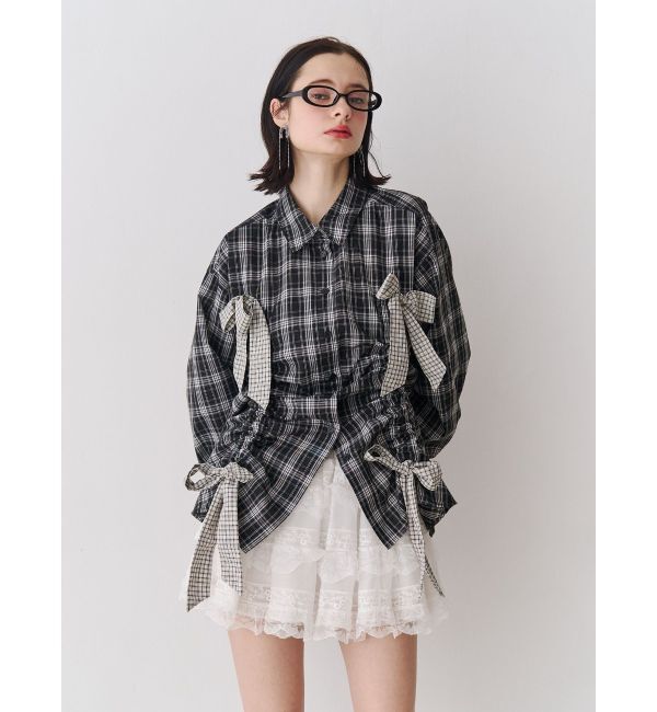 jouetie「ギャザーリボンルーズシャツ」|シャツ・ブラウス|