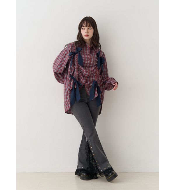 jouetie「ギャザーリボンルーズシャツ」|シャツ・ブラウス|