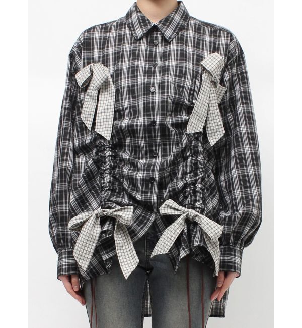 jouetie「ギャザーリボンルーズシャツ」|シャツ・ブラウス|