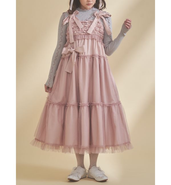 merry jenny「チュールリボンキャミワンピース」|ワンピース|ピンク