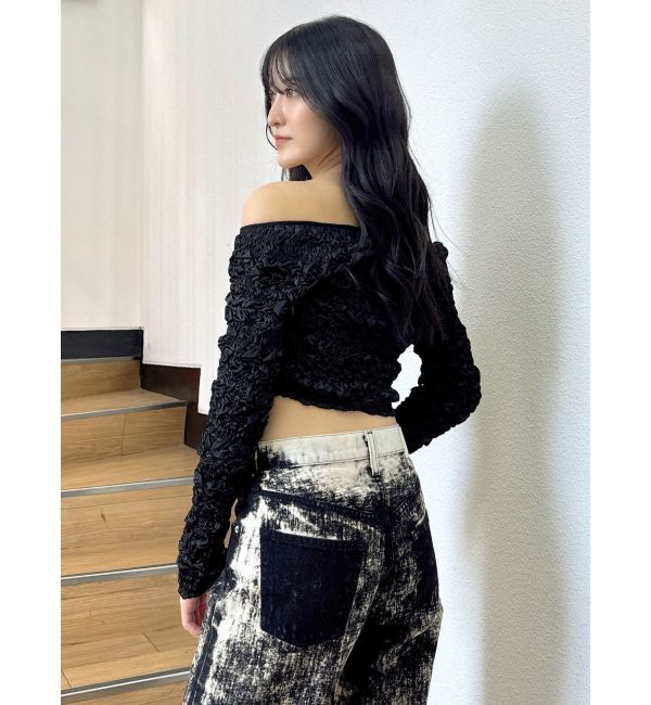 GYDA「シャーリング2WAYショートカーディガン」|カーディガン|