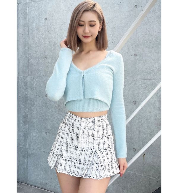 GYDA「Symmetry GYDA embroideryシャギーニットカーディガン【SETUP着用可】」|カーディガン|