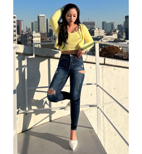 GYDA「Symmetry GYDA embroideryシャギーニットカーディガン【SETUP着用可】」|カーディガン|