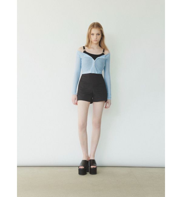 GYDA「ラメシアーオフショルショートニットカーディガン」|カーディガン|