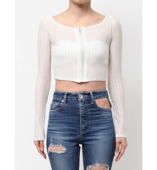 GYDA「ラメシアーオフショルショートニットカーディガン」|カーディガン|