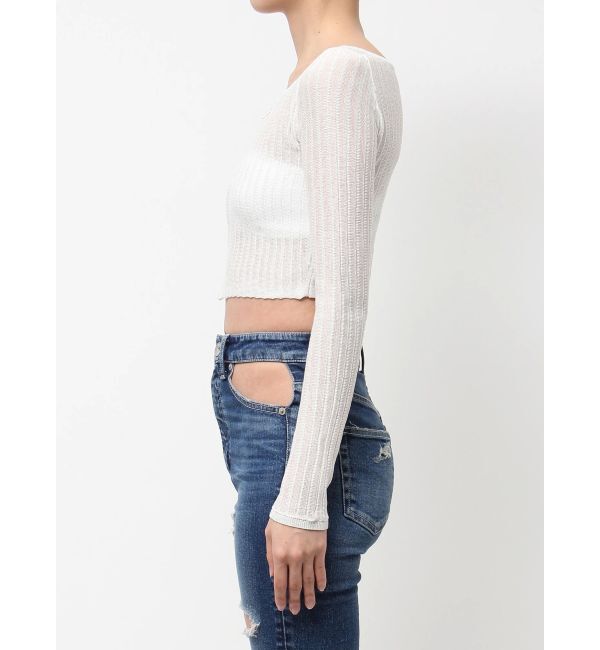 GYDA「ラメシアーオフショルショートニットカーディガン」|カーディガン|