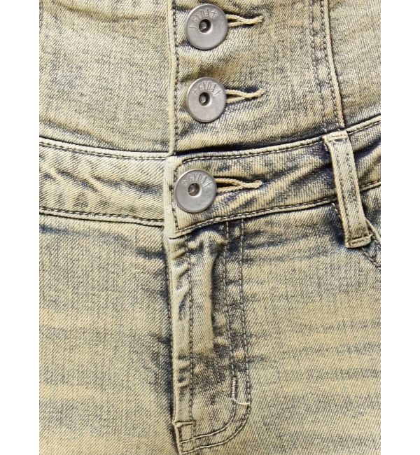 GYDA「ハイウエストボタンBACKレースアップフレアデニムパンツ」|デニム|