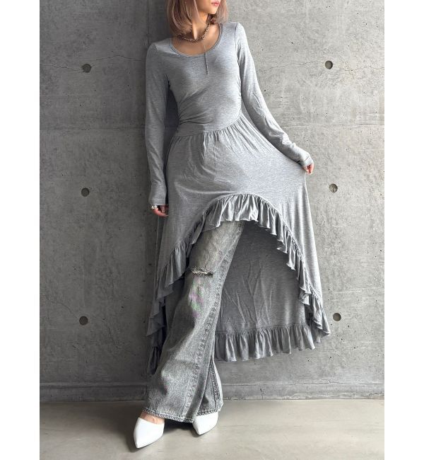 GYDA「【TINY】asymmetryフリルLONGワンピース」|ワンピース|