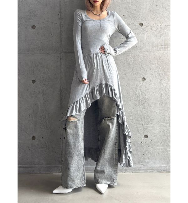 GYDA「【TINY】asymmetryフリルLONGワンピース」|ワンピース|