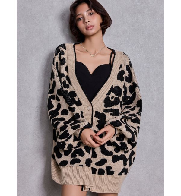 GYDA「ラメGレオパードニットカーディガン」|カーディガン|