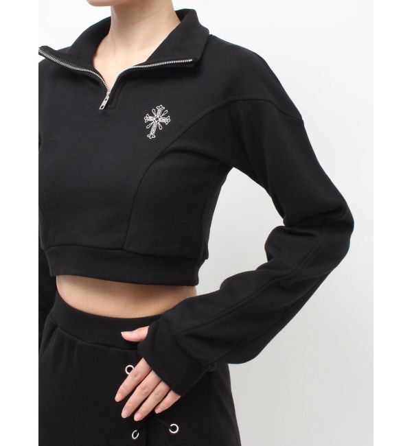 GYDA「sacred edge crossハーフZIPショートスウェットトップス」|スウェット・ジャージ|