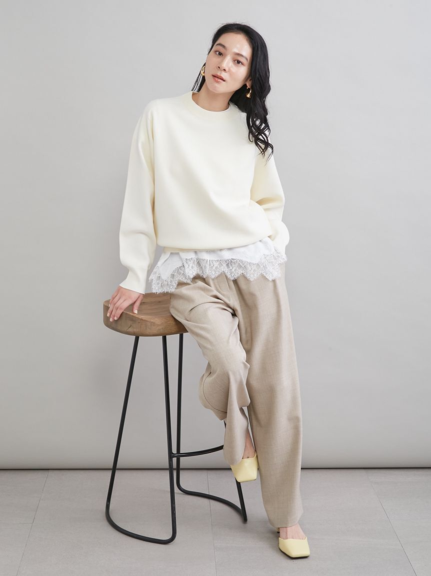 Mila Owen「２タックウエストゴムワイドイージーパンツ」|チノ|