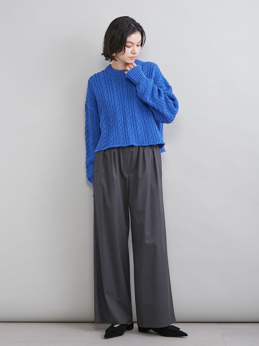 Mila Owen「２タックウエストゴムワイドイージーパンツ」|チノ|