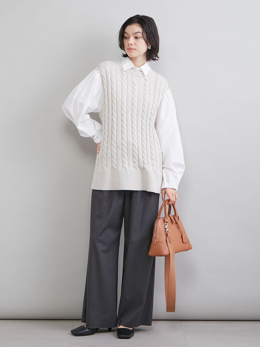 Mila Owen「２タックウエストゴムワイドイージーパンツ」|チノ|