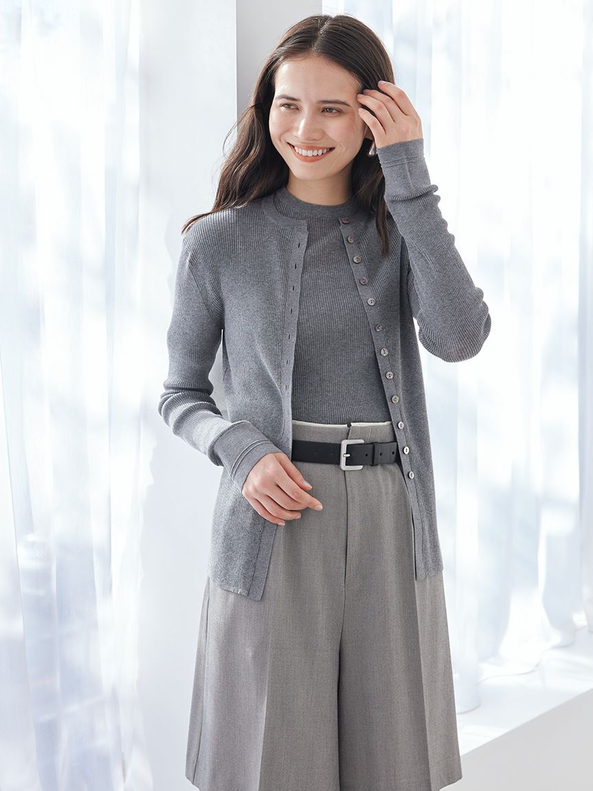 Mila Owen「ＵＶケア半袖シアーリブニット」|ニット・セーター|