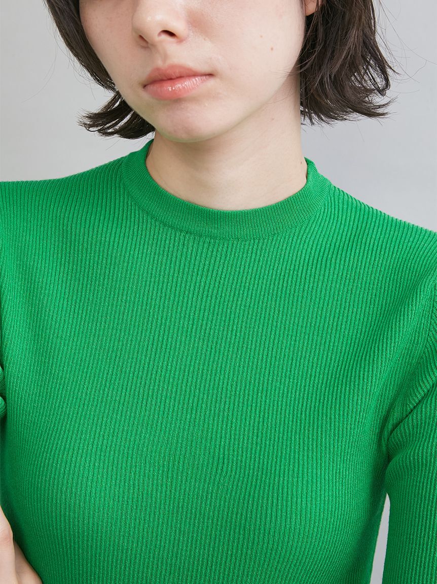 Mila Owen「ＵＶケア半袖シアーリブニット」|ニット・セーター|